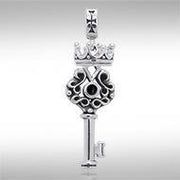 Crown Key Sterling Silver Pendant with Gemstone TPD3285