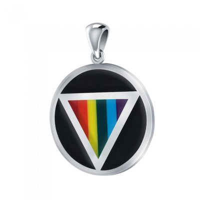 Rainbow Triangle in Circle Silver Pendant TPD328