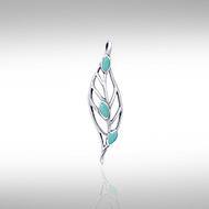 Leaf Silver Pendant with Gemstones TPD3339