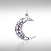 Chakra Moon Sterling Silver with Gemstones Pendant TPD3494