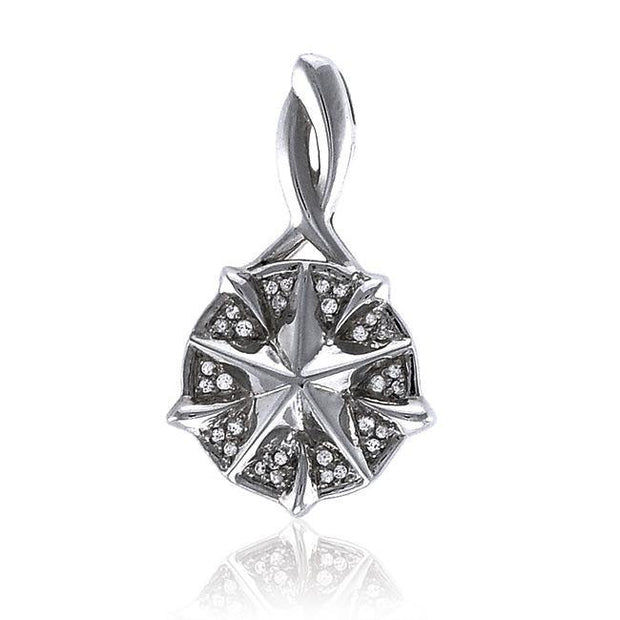 Silver Compass Slider Pendant with Gemstone TPD3528