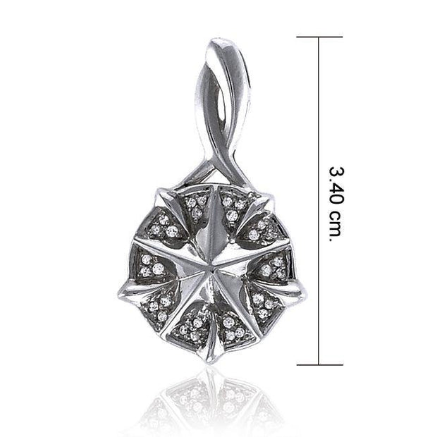 Silver Compass Slider Pendant with Gemstone TPD3528