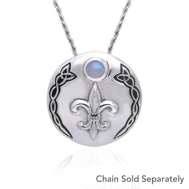 Fleur De Lis with Celtic Knotwork Silver Pendant TPD354