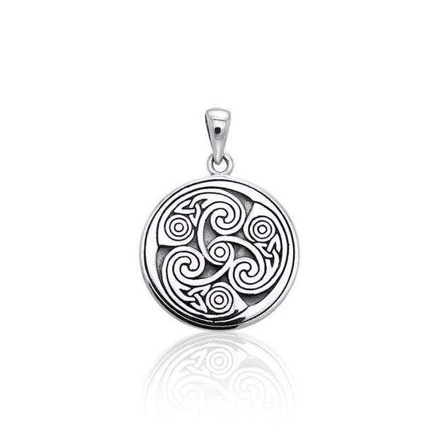 Celtic Triskele Round Silver Pendant TPD3542