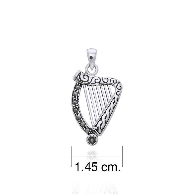 Marcasite Celtic Harp Pendant TPD3558 Pendant