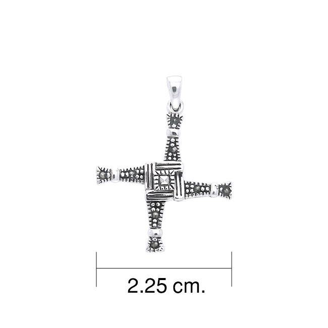 Brigids Cross Silver Pendant with Marcasite TPD3561