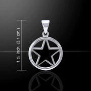 Inlay Stone Silver Pentacle Pendant TPD3573