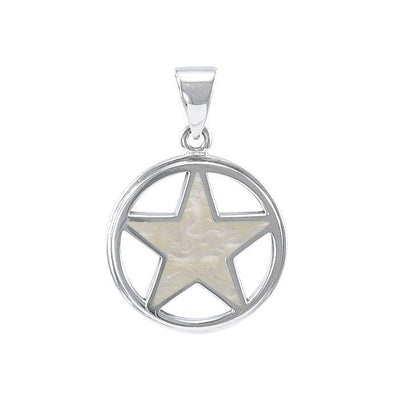 Inlay Stone Silver Pentacle Pendant TPD3573