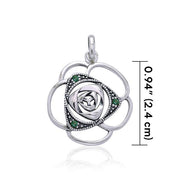 Blooming Rose Silver Pendant with Gems TPD3585