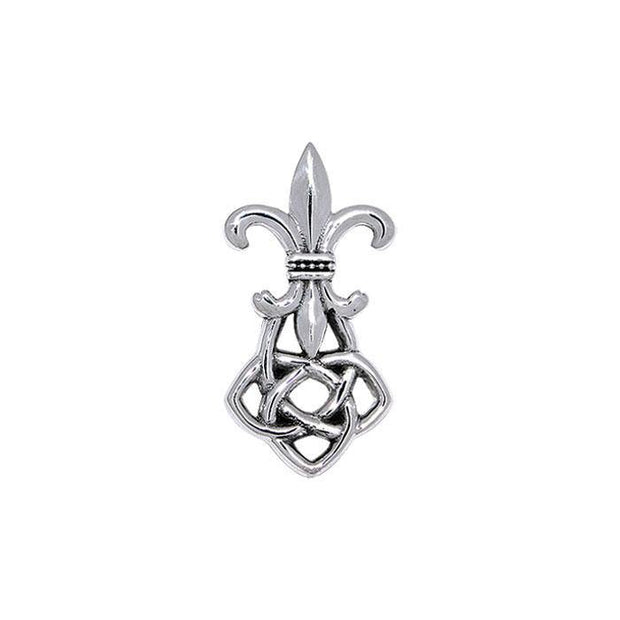Celtic Knotwork Fleur-de-Lis Sterling Silver Pendant Jewelry TPD359