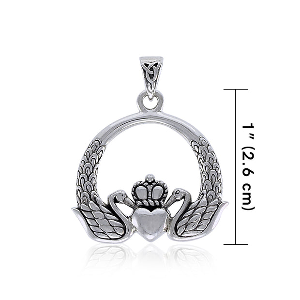 Swan Claddagh Silver Pendant TPD3607