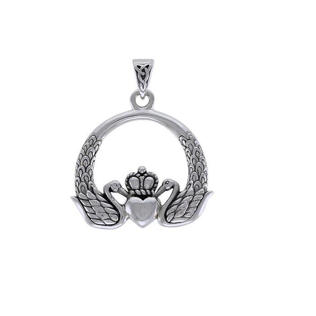 Swan Claddagh Silver Pendant TPD3607