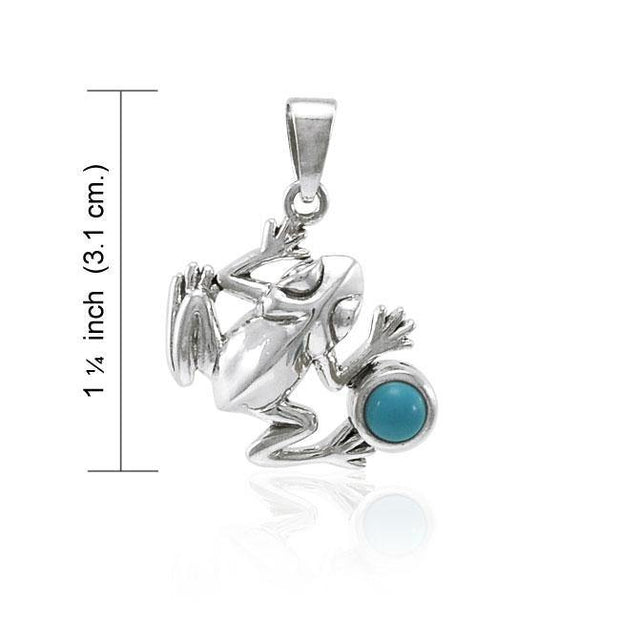 Jumping Frog with Stone Silver Pendant TPD3612