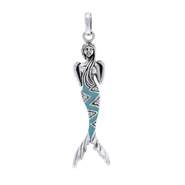 Mermaid Sterling Silver Pendant with Gemstone Tail TPD3625