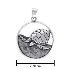 Loggerhead Sea Turtle Sterling Silver Pendant TPD3665