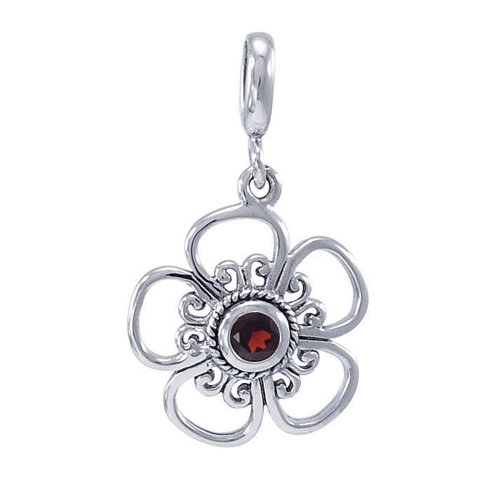 Blooming Flower Silver Pendant with Gem TPD3687