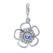Blooming Flower Silver Pendant with Gem TPD3687