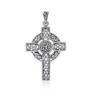 Celtic Cross with Middle Triskele Silver Pendant TPD3691