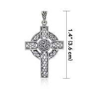 Celtic Cross with Middle Triskele Silver Pendant TPD3691