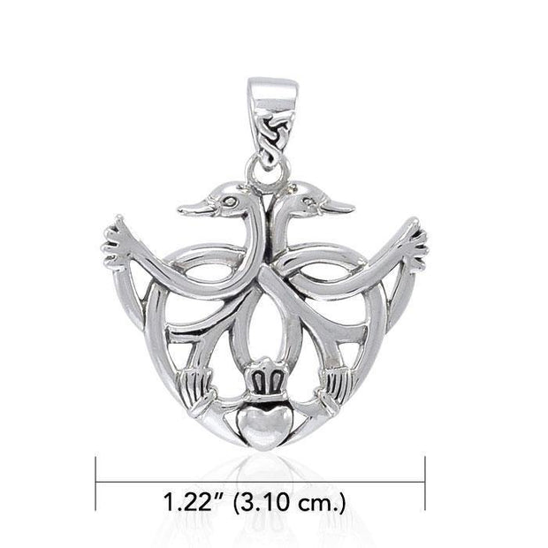 Faith for a happy ever after ~ Sterling Silver Celtic Swan Claddagh Pendant Jewelry TPD3708 Pendant