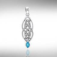 A bold and lasting promise ~ Celtic Knotwork Sterling Silver Pendant with Gemstone TPD3716