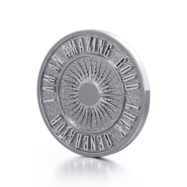 Beautiful I am an Amazing Good Luck Generator Silver Large Empower Coin TPD3732 Pendant