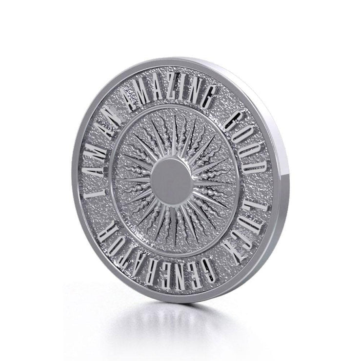 Beautiful I am an Amazing Good Luck Generator Silver Large Empower Coin TPD3732