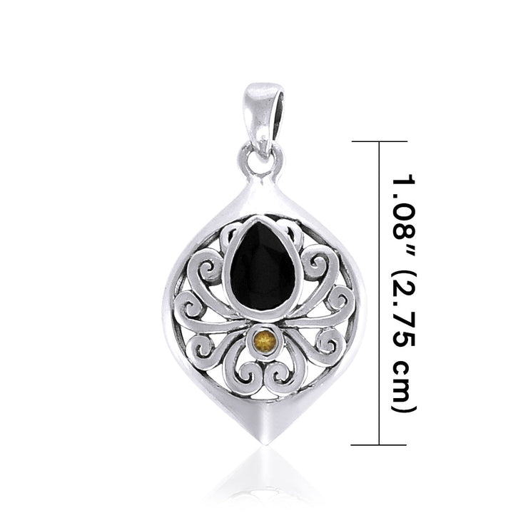 Contemporary Silver Pendant with Teardrop Gemstone TPD3800