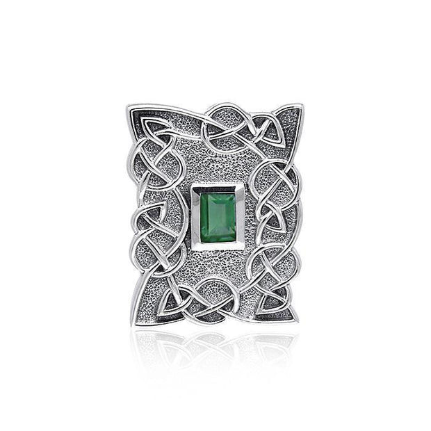 Gem Inlay Celtic Knotwork Silver Pendant TPD382