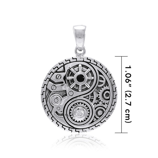 Round Steampunk Sterling Silver Pendant TPD3872