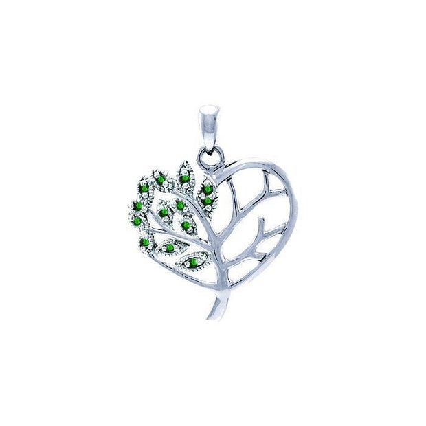 Tree of Life in Heart Shape Silver Pendant with Gemstones TPD3884