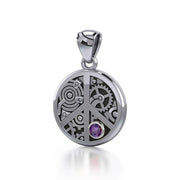 Keep an eye on the powerful steampunk ~ Sterling Silver Pendant with a Gemstone TPD3926