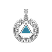 AA Recovery with Celtic Boarder Silver Pendant TPD3938