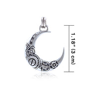 Steampunk Crescent Moon Sterling Silver Pendant TPD3959