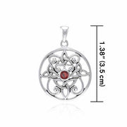 Celtic Trinity Knot Silver Pendant with Gemstone TPD3974