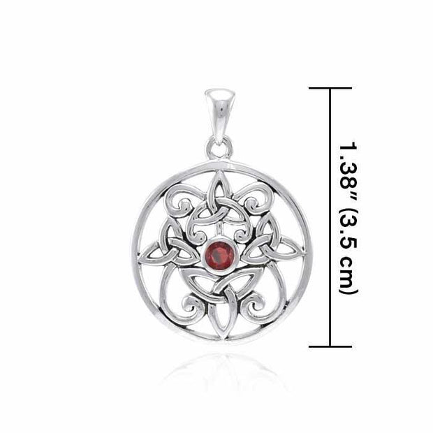 Celtic Trinity Knot Silver Pendant with Gemstone TPD3974