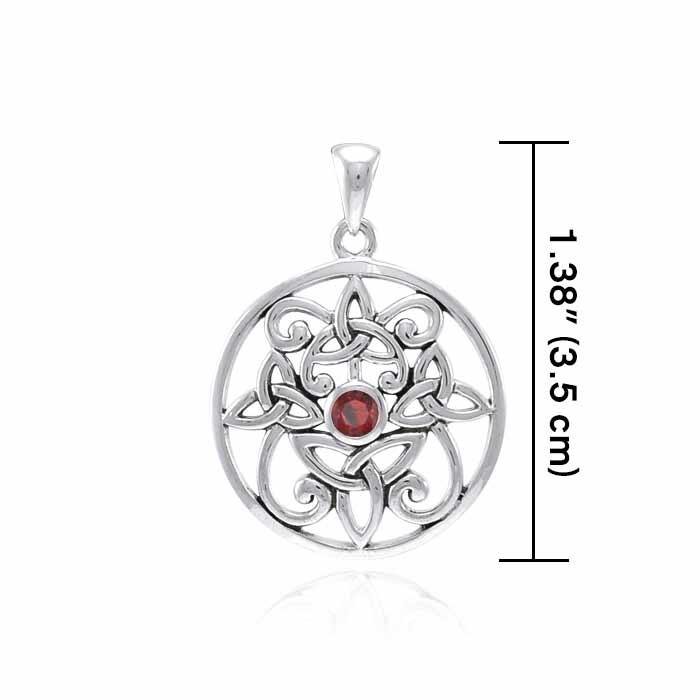 Celtic Trinity Knot Silver Pendant with Gemstone TPD3974