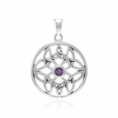 Celtic Trinity Knot Silver Pendant with Gemstone TPD3975
