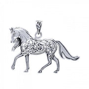Brigid Ashwood Stable Celtic Horse ~ Sterling Silver Jewelry Pendant TPD3994