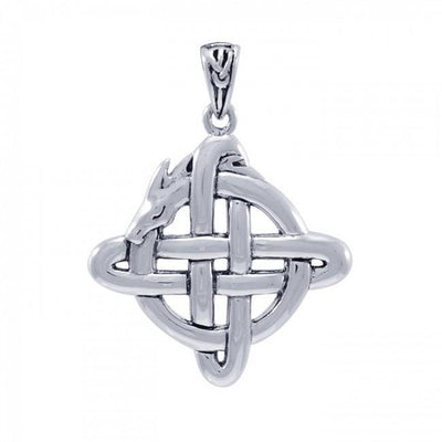 Cari Buziak Celtic Knotwork Dragon Sterling Silver Pendant Jewelry TPD4041