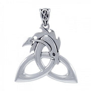 Cari Buziak Celtic Knotwork Trinity Dragon Sterling Silver Pendant Jewelry TPD4042