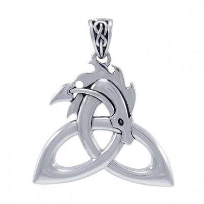 Cari Buziak Celtic Knotwork Trinity Dragon Sterling Silver Pendant Jewelry TPD4042