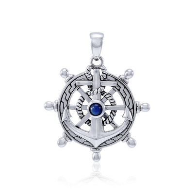 Anchor with Gemstone Sterling Silver Pendant TPD4050