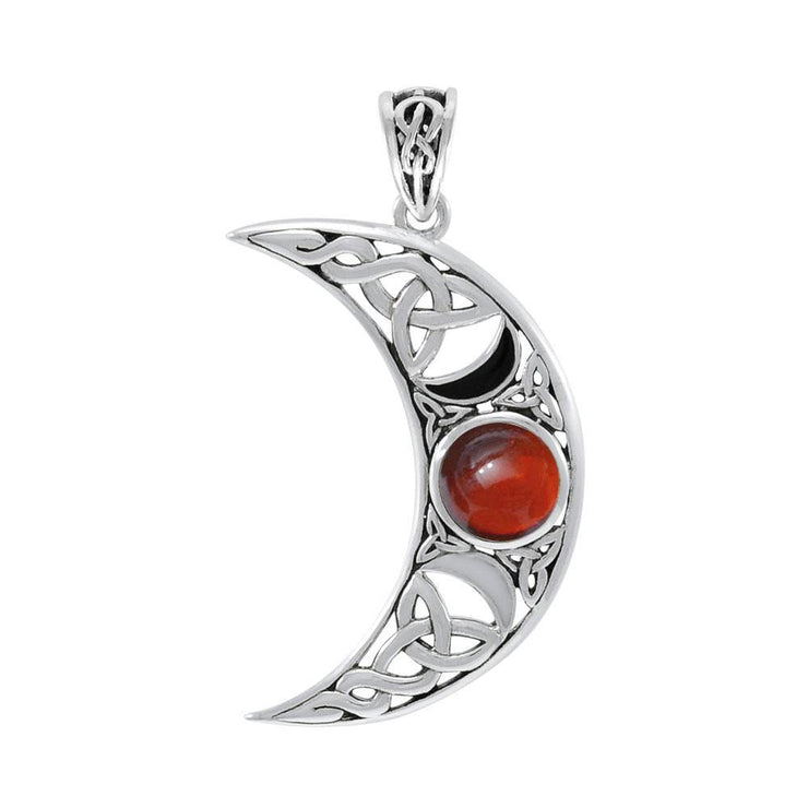 Blue Moon Large Silver Pendant with Gem and Enamel TPD4057