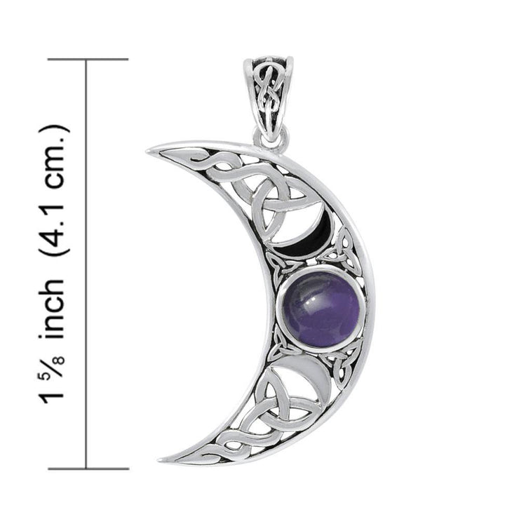 Blue Moon Large Silver Pendant with Gem and Enamel TPD4057