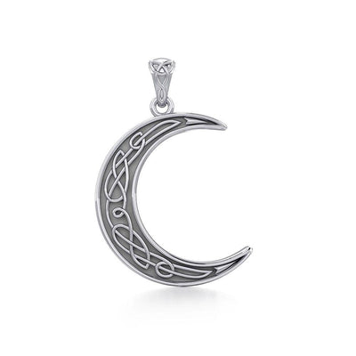 Celtic Crescent Moon Silver Pendant TPD4135