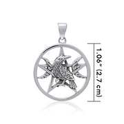 Raven on The Pentacle Silver Pendant TPD4221