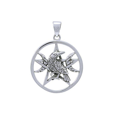 Raven on The Pentacle Silver Pendant TPD4221