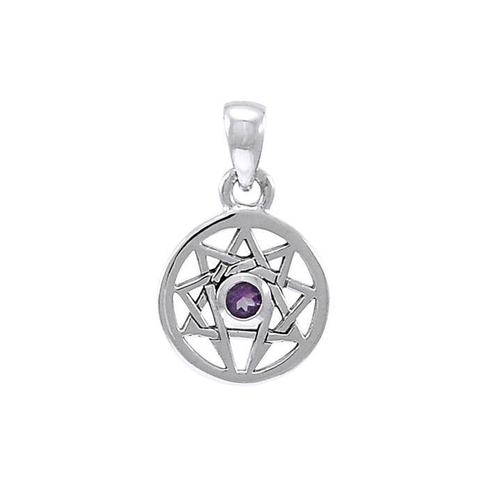 Enneagram Star Silver Pendant with Gemstone TPD4251