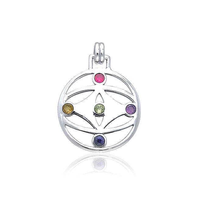 Contemporary Mandala Flower Of Life Silver Pendant with Mix Gemstone TPD427 Pendant